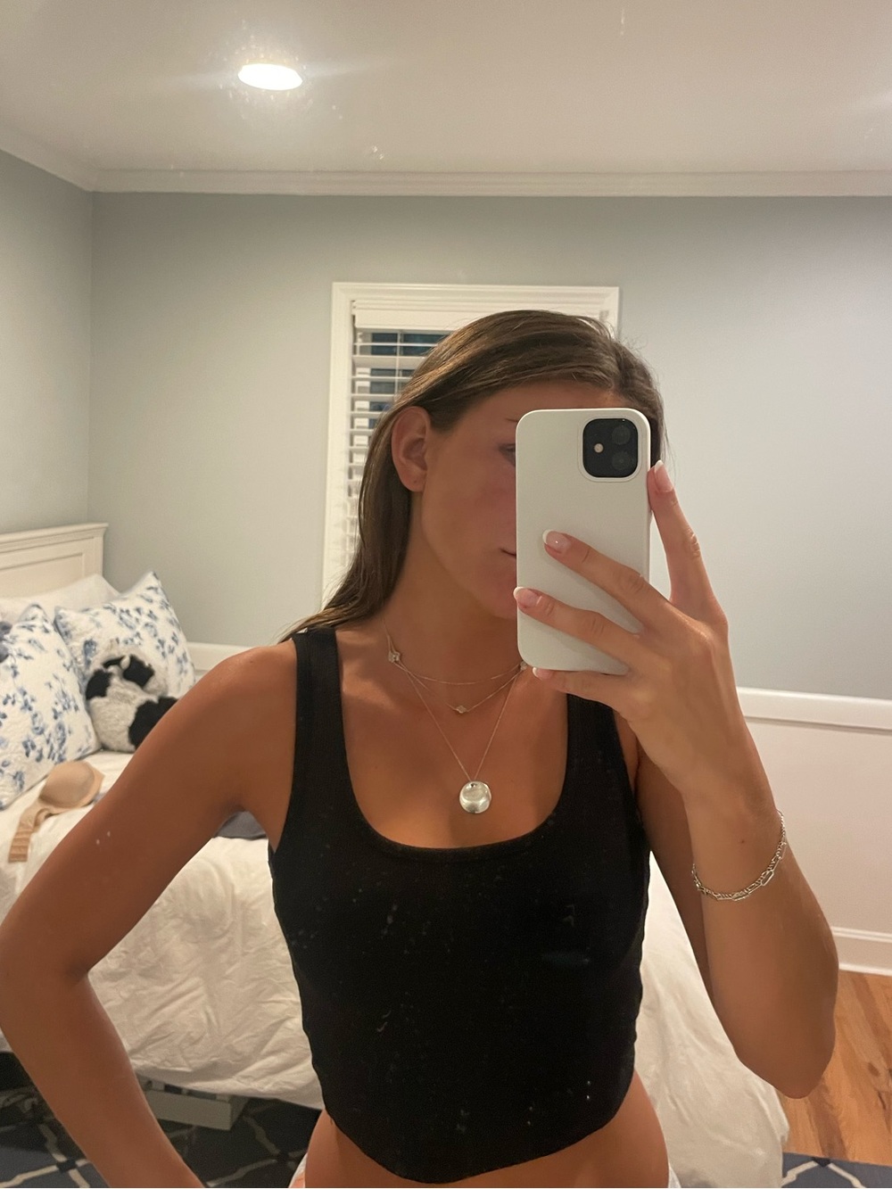 Black Ribbed Scoop Crop Tank